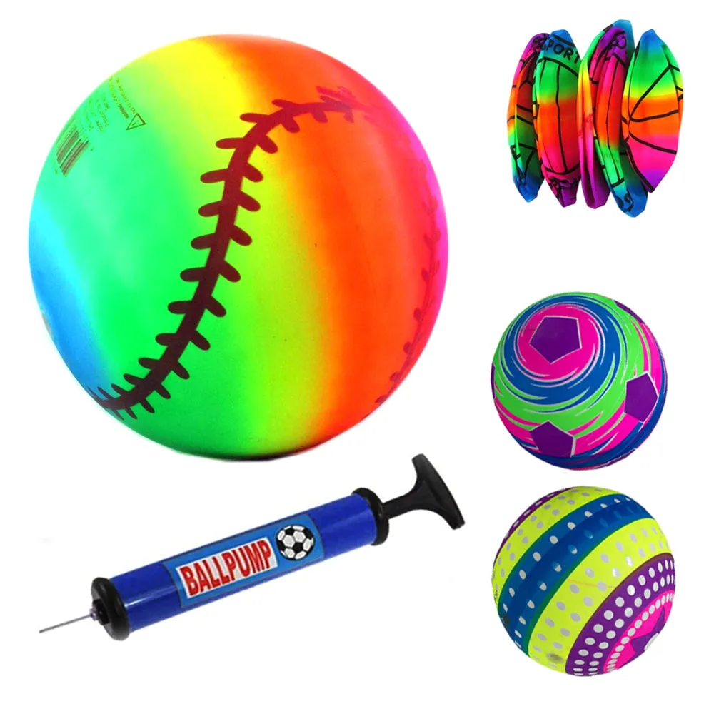 12 Rainbow Ball Inflatable PVC Play Soccer Volleyball Beach Pool Birthday Party