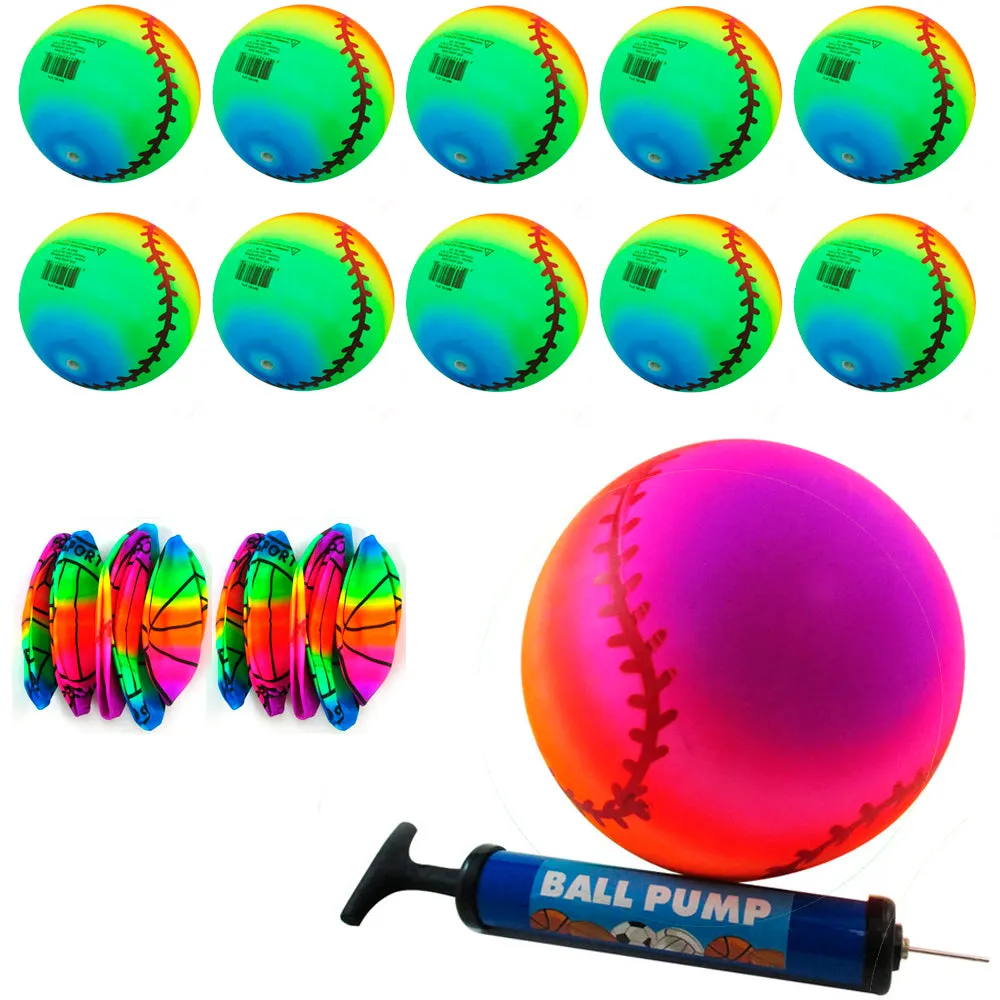 12 Rainbow Ball Inflatable PVC Play Soccer Volleyball Beach Pool Birthday Party
