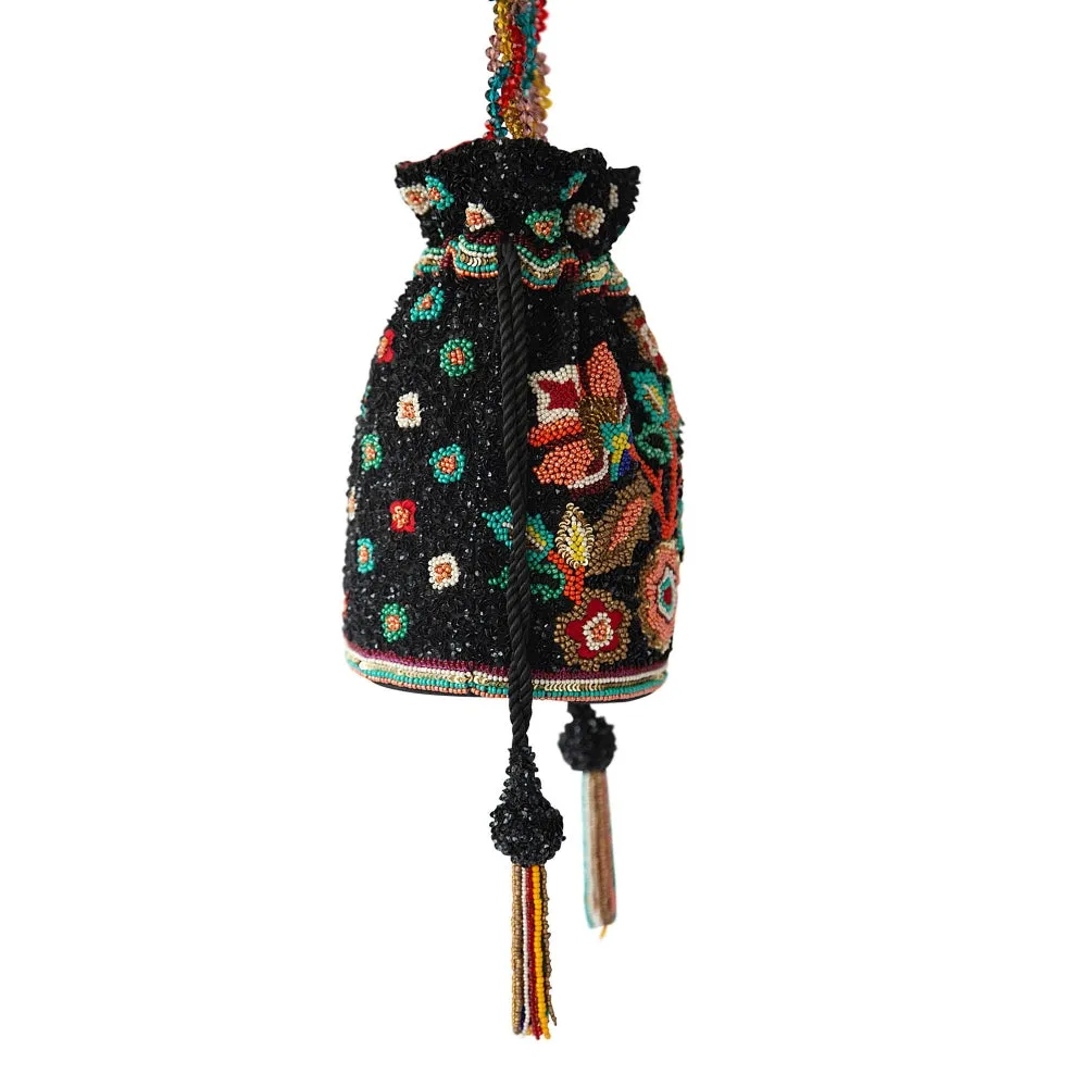 Adora By Ankita Black Floral Garden Bag