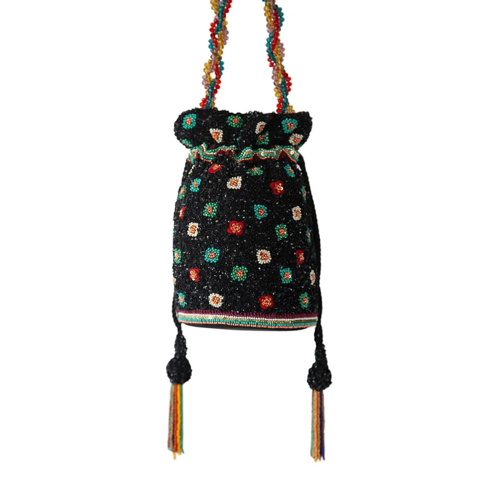 Adora By Ankita Black Floral Garden Bag