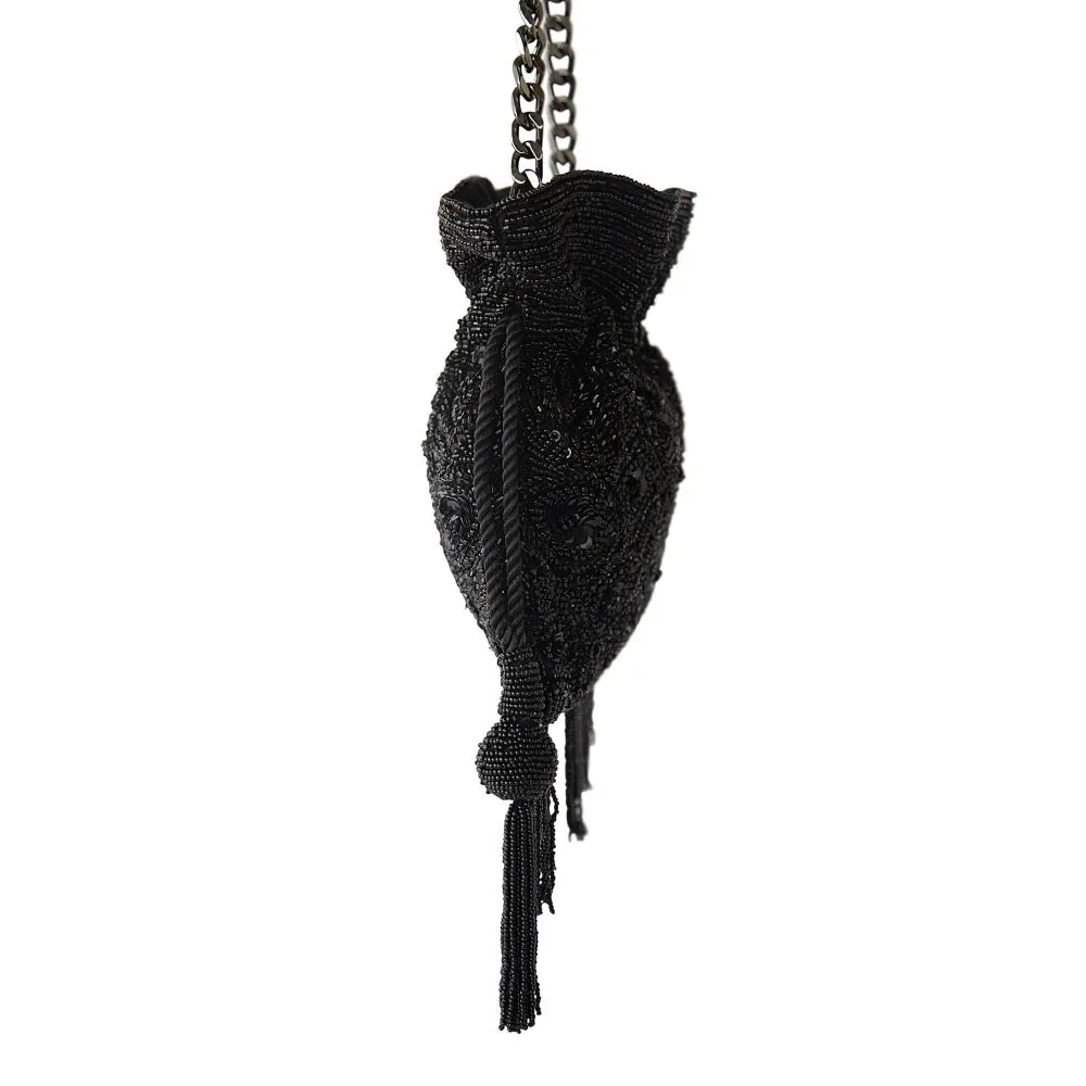 Adora By Ankita Black Floral Sequins Cut Dana Bag