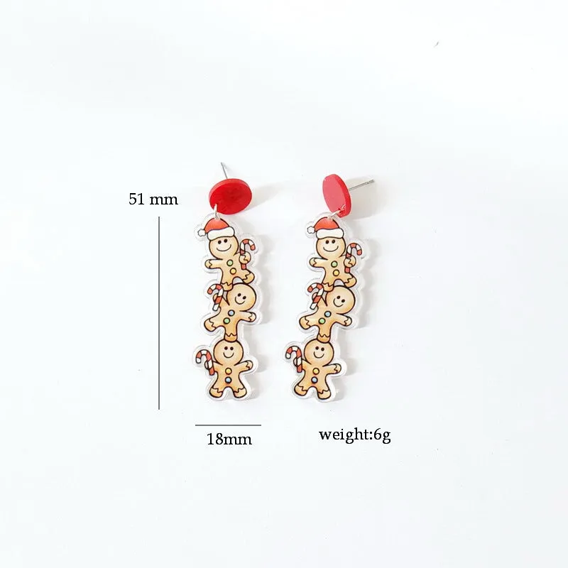 Christmas Three Gingerbread Men Y2K Earrings Cherrykitten