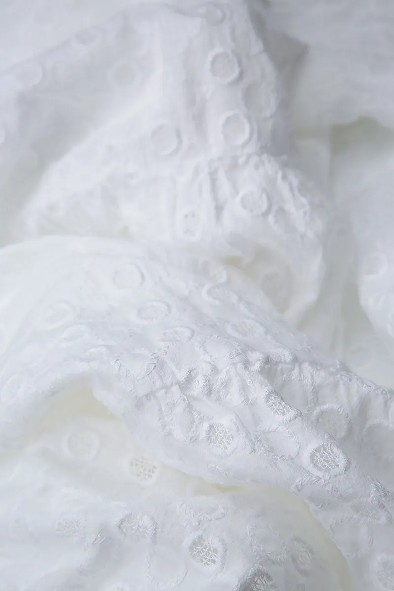 Embroidered White Cotton Wristlets