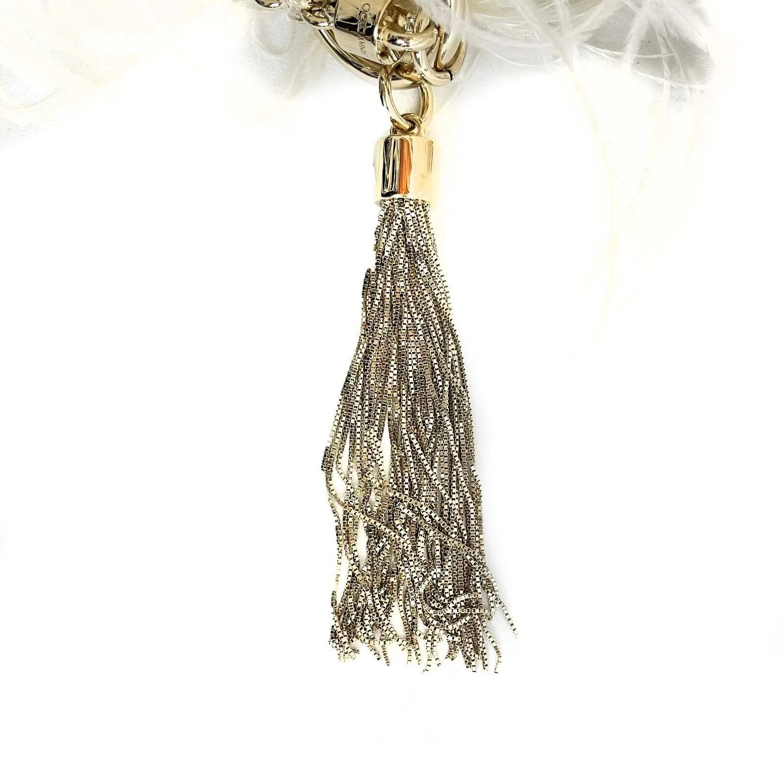 Jimmy Choo Ostrich Feather Callie Tasseled Clutch Cream