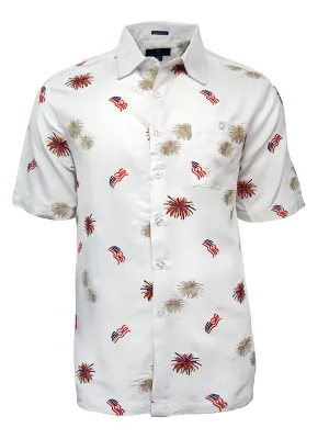 Men's Hawaiian Embroidery Shirt - Fireworks