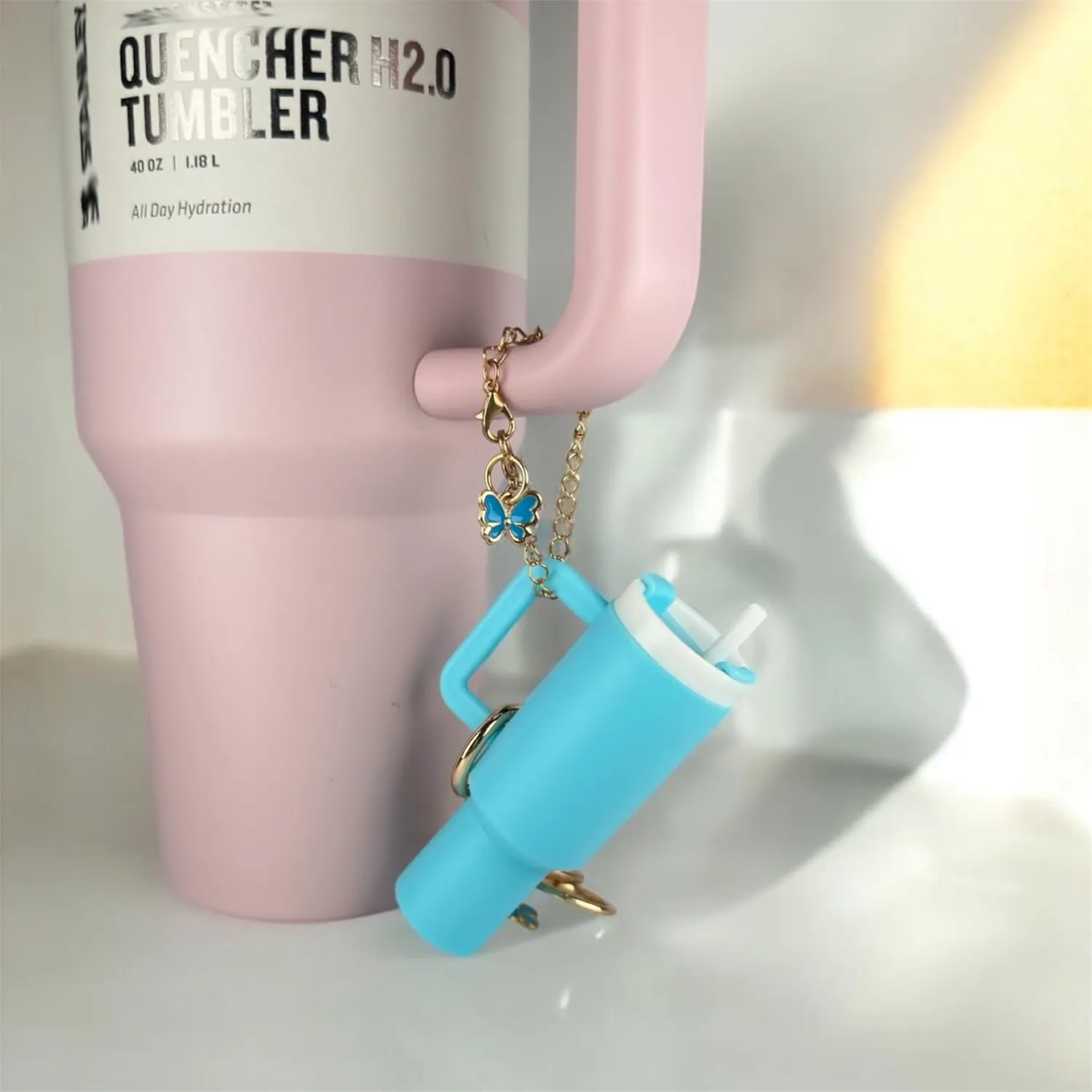 Mini Tumbler Keychain Accessories for Stanley Cup, 2 Way Cute Charms Chapstick Lip Balm Holder for Women Purse Handbag