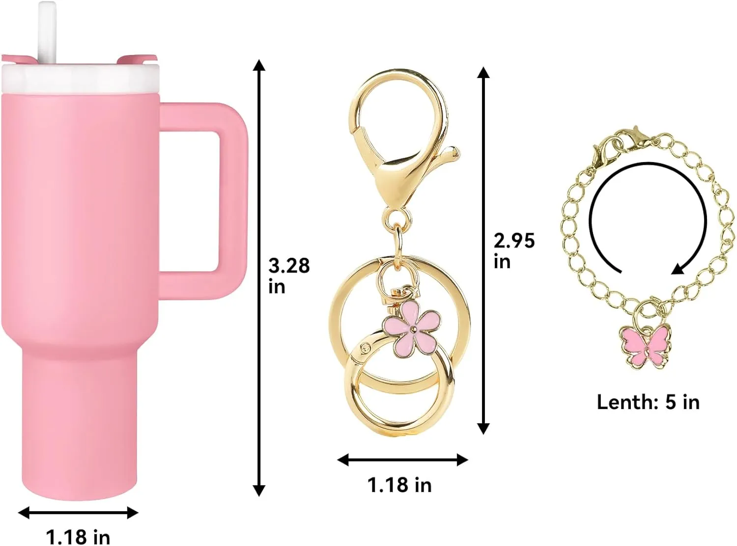 Mini Tumbler Keychain Accessories for Stanley Cup, 2 Way Cute Charms Chapstick Lip Balm Holder for Women Purse Handbag