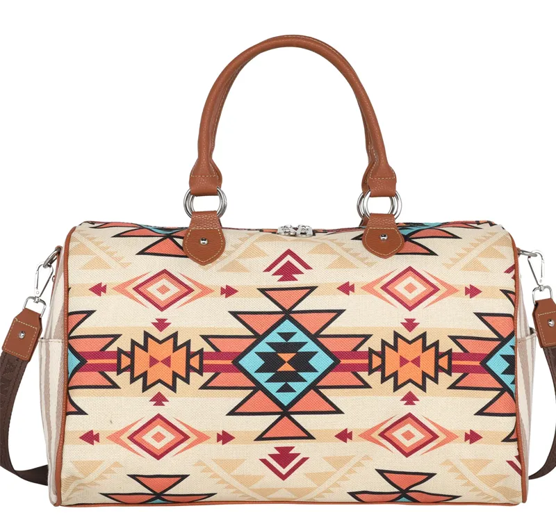 Montana West Aztec Canvas Weekender Bag |Handbag