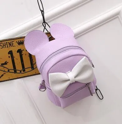 PU leather Cute Animals ears Sweet Bow Wild School Female Mini Bag