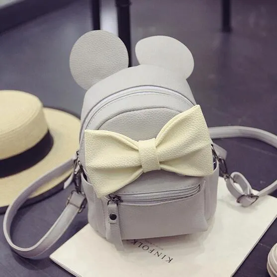PU leather Cute Animals ears Sweet Bow Wild School Female Mini Bag