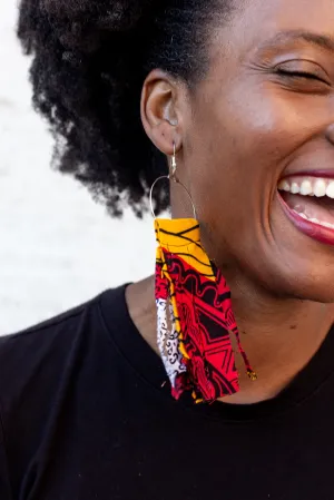 Red and Yellow Elegantly Long Earrings