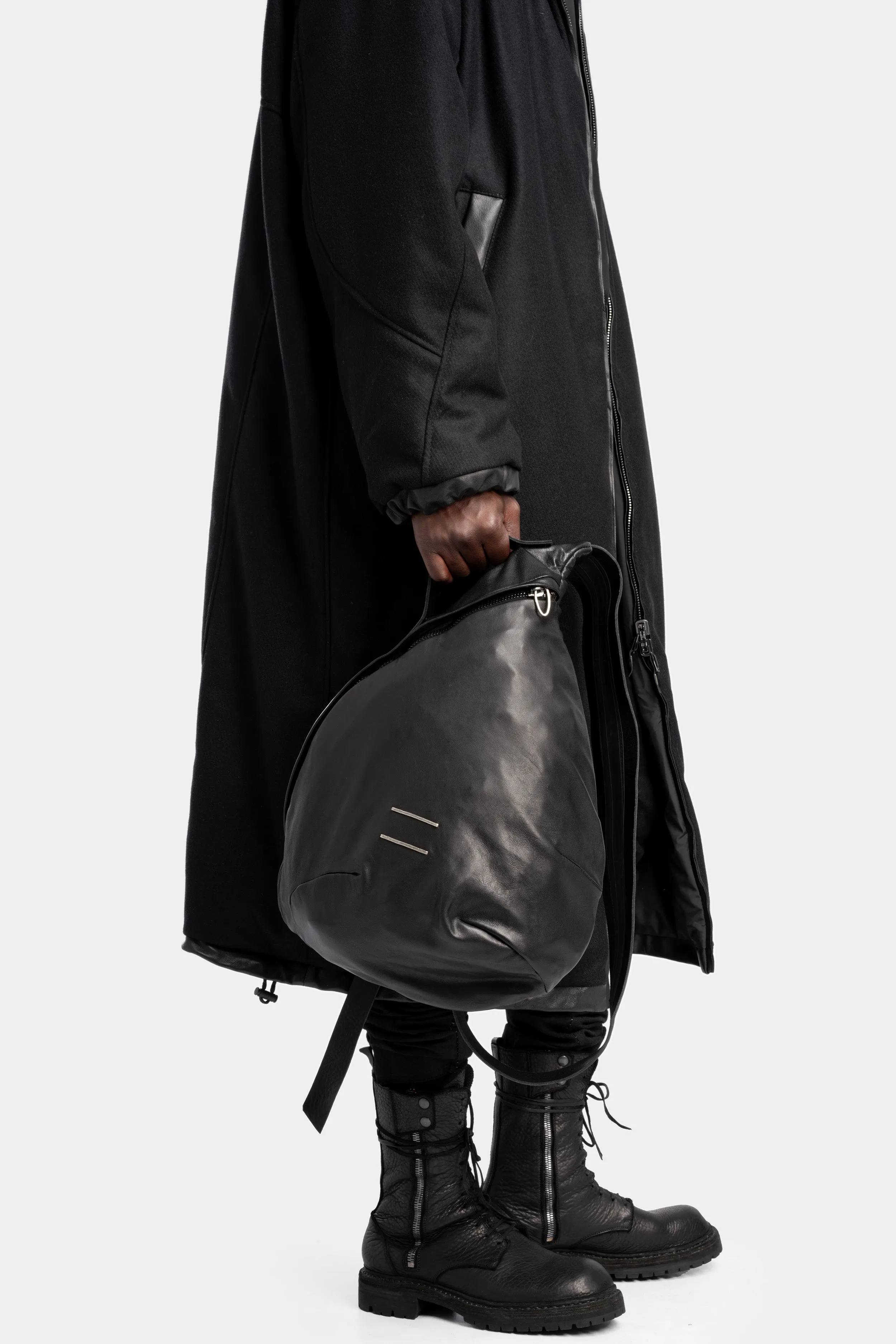 Triangle leather sling bag