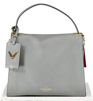 Valentino Garavani Grey Leather Medium My Rockstud Top Handle Bag