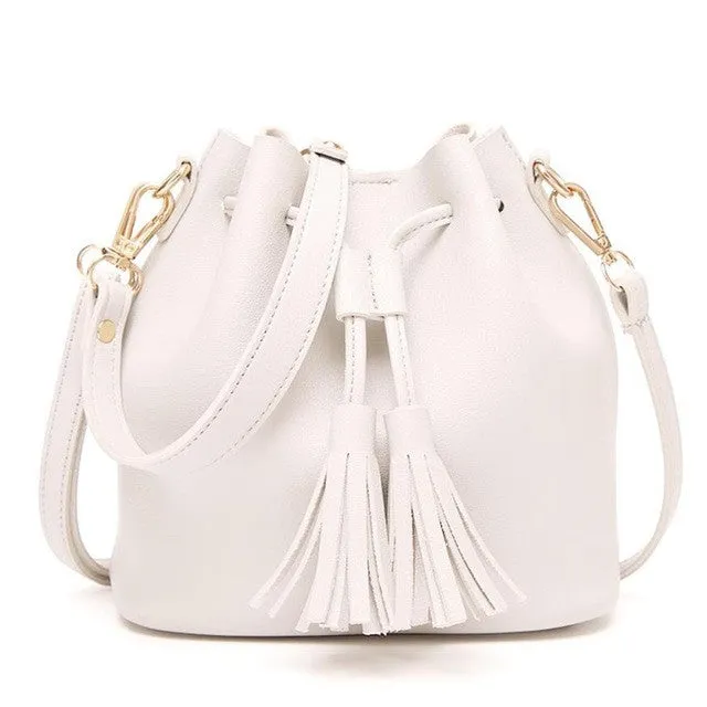 Xiniu Women Leather Drawstring crossbody bags for women 2017 luxury Tassels Bucket Bag bolsa feminina #5M